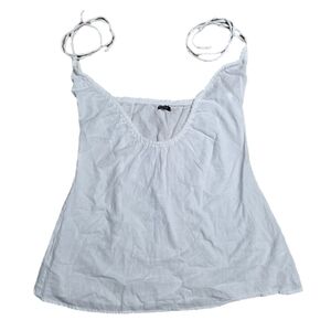 PrettyLittleThing Women's White Linen Look Tie Strap Cami Top Size 4 EUC